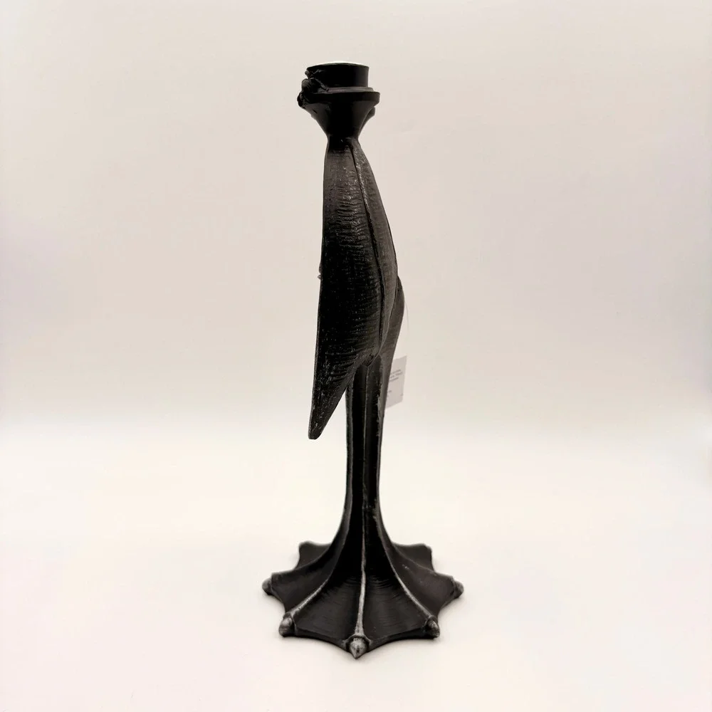 Gothic Bat Candelabra Double Taper Candle Holder Black Silver Halloween Decor
